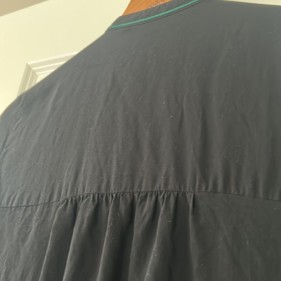 LOFT Embroidered Boho Peasant Blouse w Bell Sleeves. Black Rayon - Picture 8 of 8